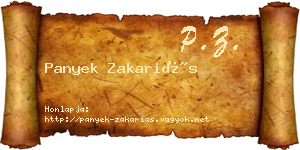 Panyek Zakariás névjegykártya
